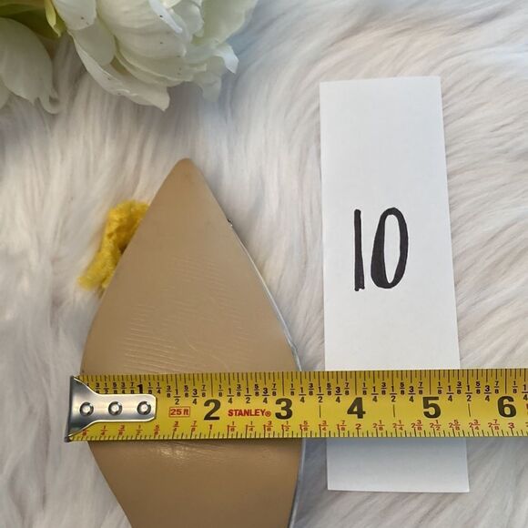 Vinyl Clear Rhinestone Pointed Toe Kitten Heel Slingback Sandals Shoes - Picture 16 of 16